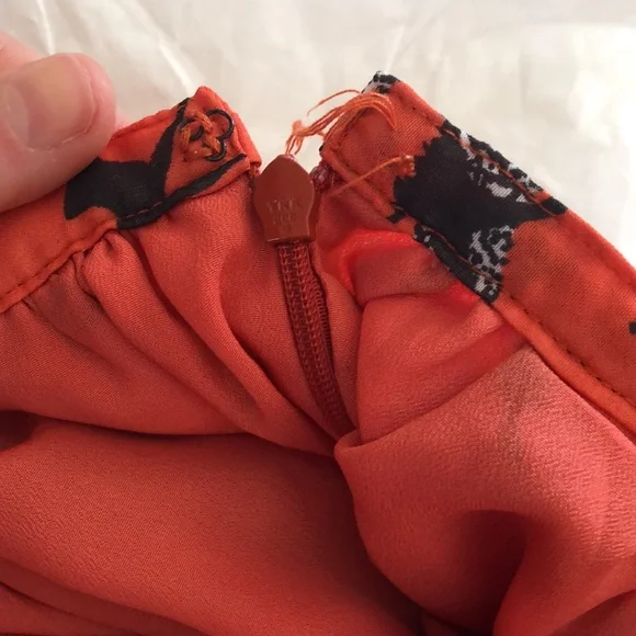 Vintage Burnt Orange Flowy Printed Mid-Length Skirt - Picture 7 of 8